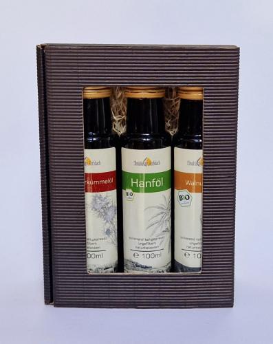 Geschenkset - Hanf-, Walnuss- und Schwarzkümmelöl